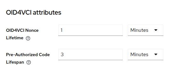 Screenshot: OID4VCI Attributes