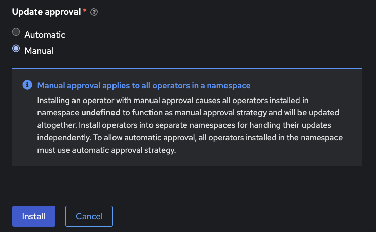 Configure manual approval in OLM