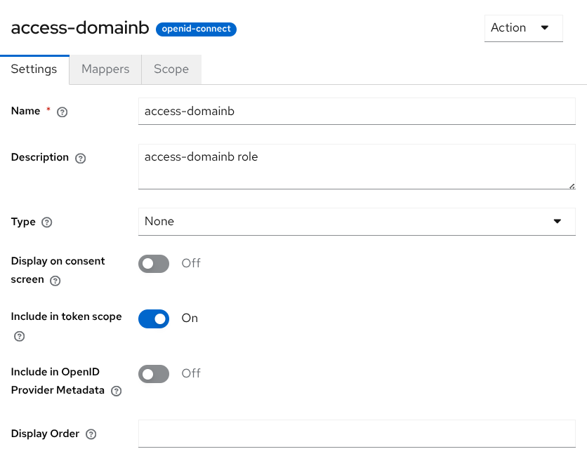Client scope to include domainb as audience