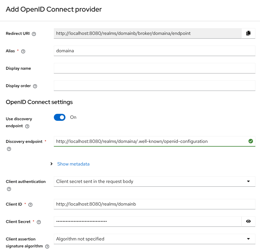 Identity Provider for domaina