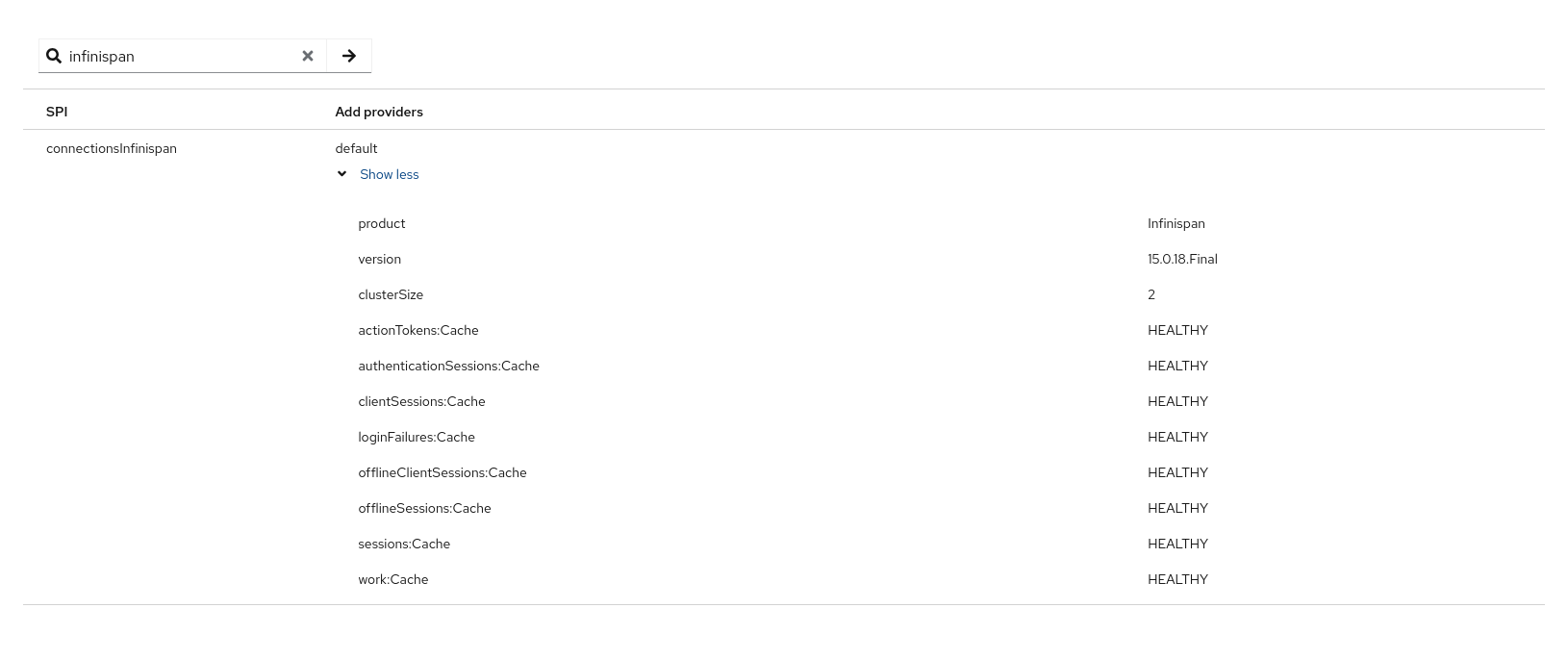 Infinispan Cluster Information in Web UI