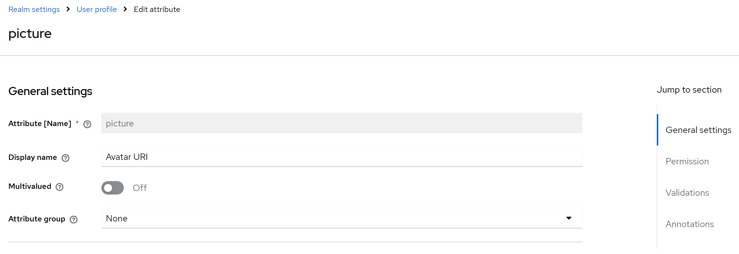 picture attribute general settings
